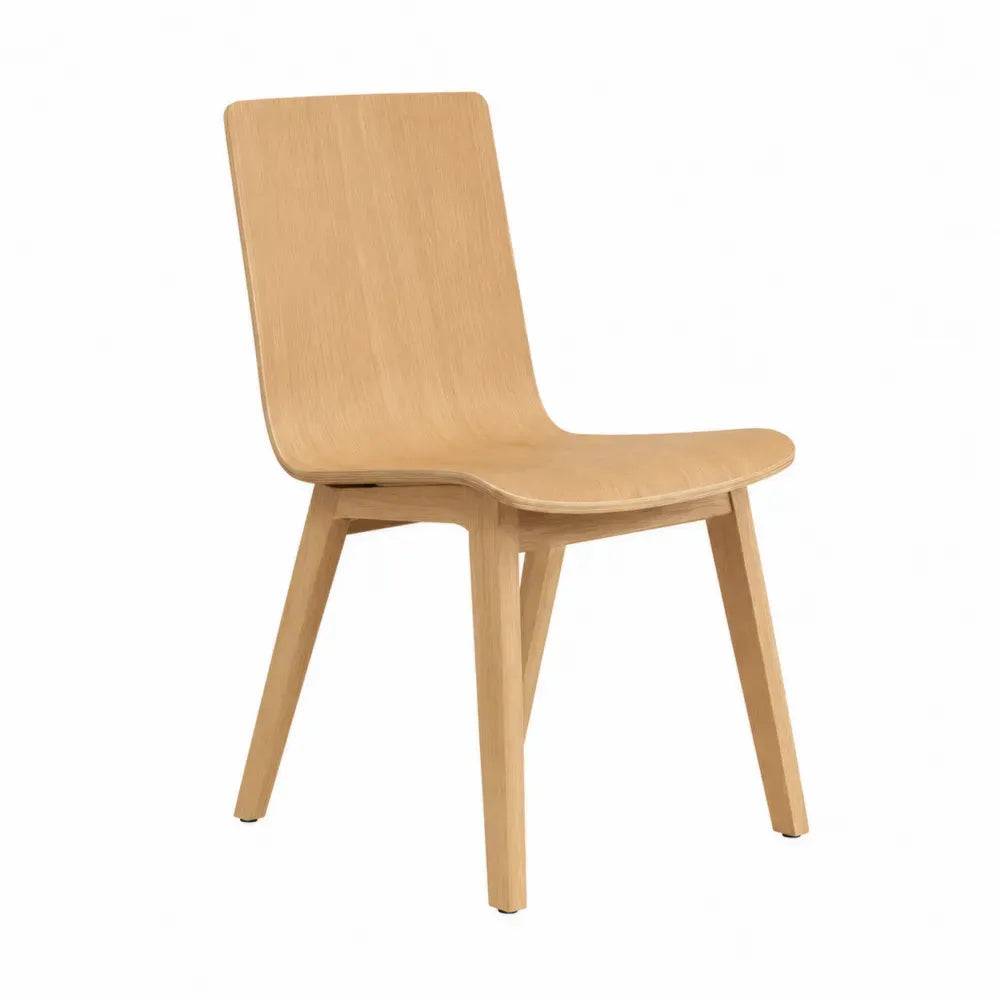 silla de comedor de madera contrachapada natural asiento y respaldo curvado estilo moderno