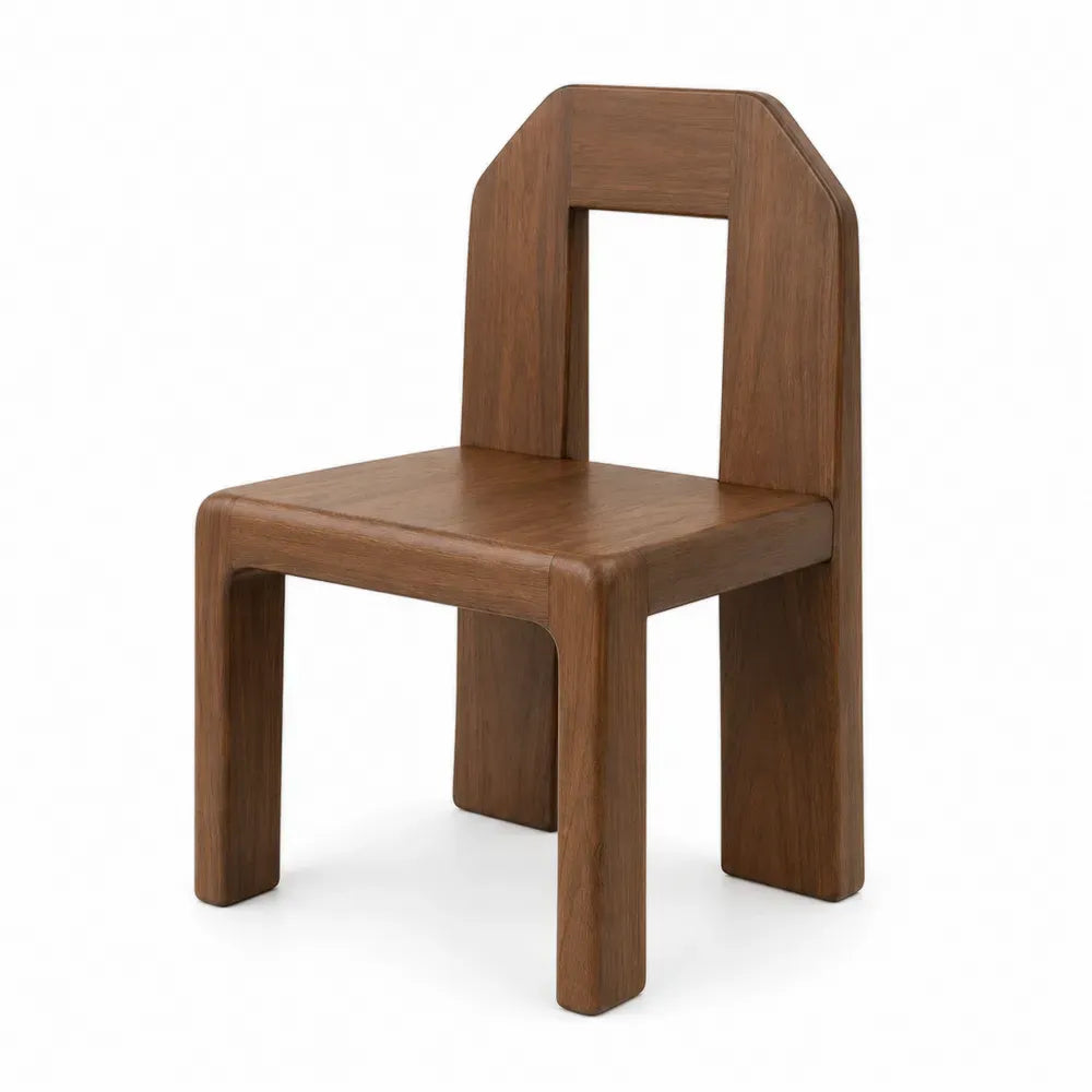 silla de comedor de madera maciza respaldo abierto asiento de madera sin tapizado color nogal 45 cm x 50 cm x 85 cm