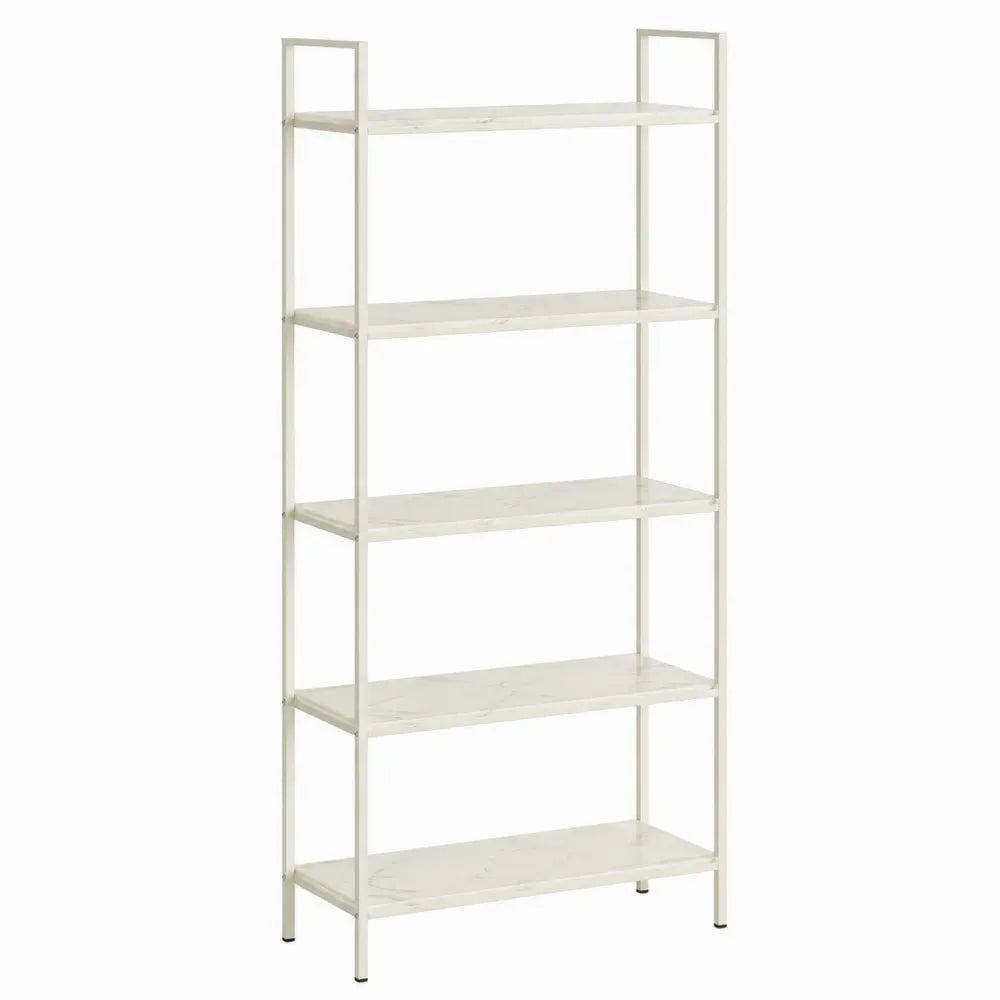 Estantería librería de 5 niveles de acero y MDF color blanco 70x30x170 cm