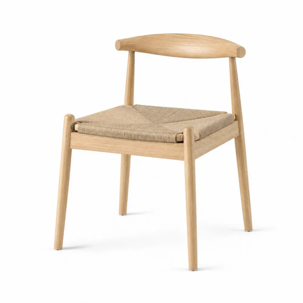 silla de comedor de madera maciza con asiento trenzado respaldo curvo madera natural clara 45 cm x 50 cm x 78 cm