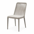 silla de exterior de aluminio con cuerda trenzada y cojín color beige y gris claro 85 cm