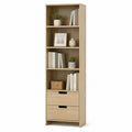 Librería estantería alta MDF roble claro con cajones 60x30x180 cm estructura vertical 4 niveles